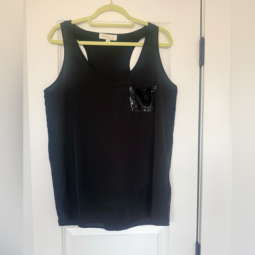 Olive & Oak Black Tank with Shimmer Pocket